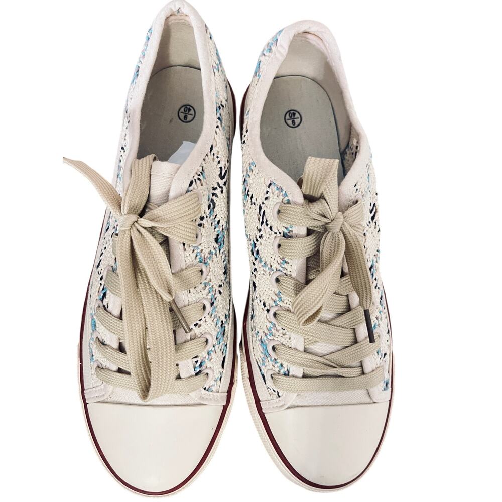 Mesh Canvas Boho Crochet Breathable Sneaker Sz 9